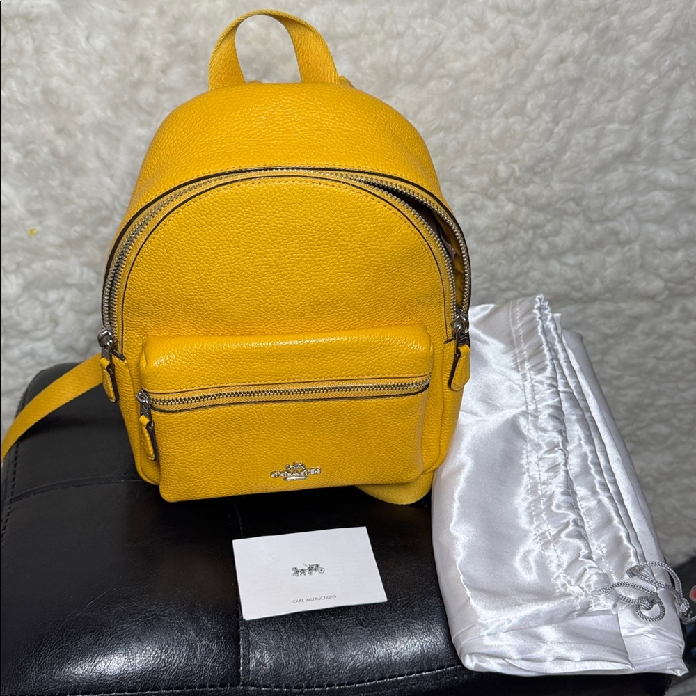 Coach Vibrant Yellow Leather Backpack